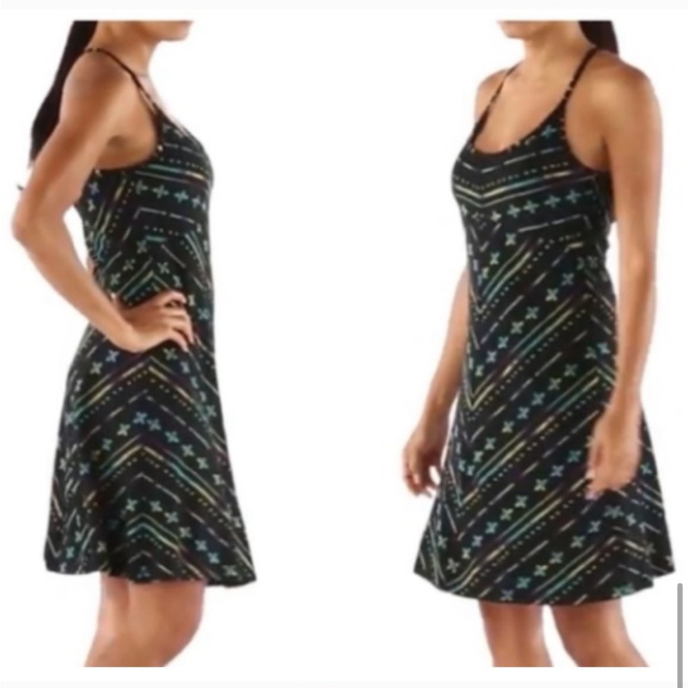 PATAGONIA Spright Dress, Women’s Medium, Black w/ Multicolor Print - Picture 6 of 8